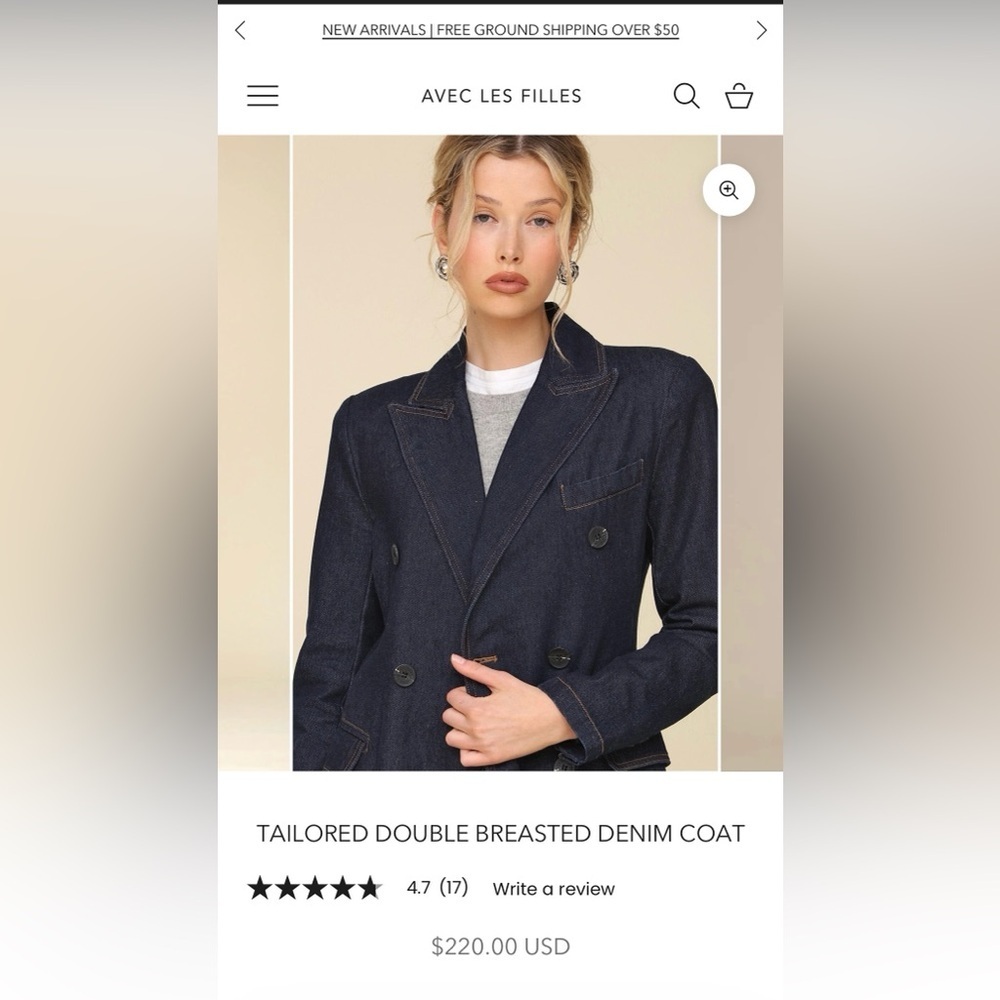 AVEC LES FILLES Tailored Double-Breasted Maxi, Denim Trench Coat, Sz. XS - Picture 16 of 16